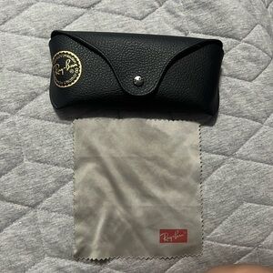 Black Ray Ban leather sunglasses case with cloth